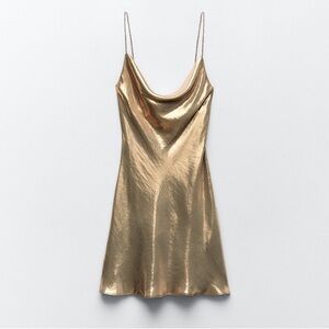 NWT Zara Metallic Gold Mini Dress